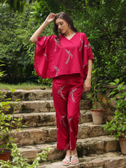Pink Printed Cotton Night Suit Set - SanskrutiHomes 