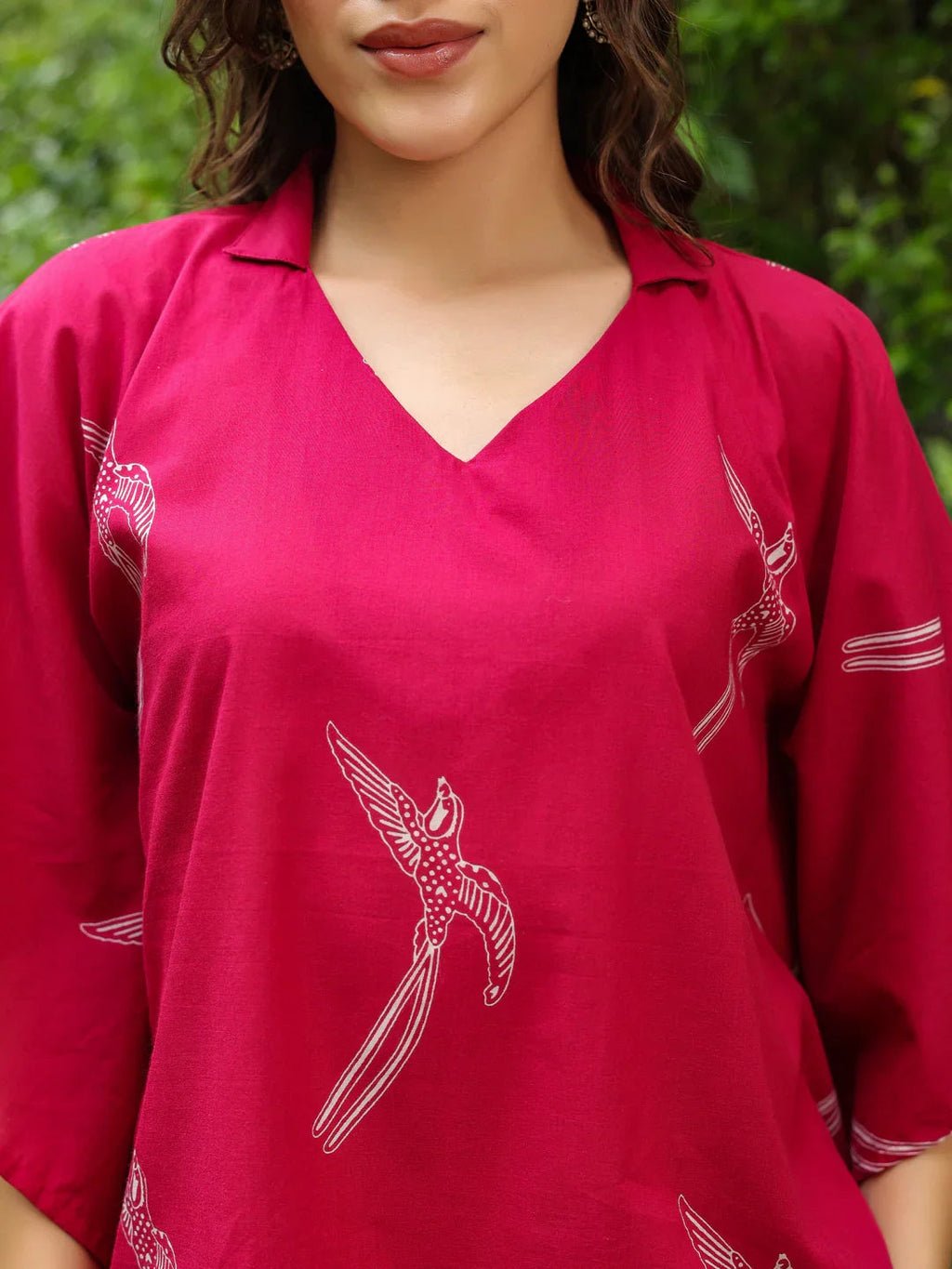 Pink Printed Cotton Night Suit Set - SanskrutiHomes 