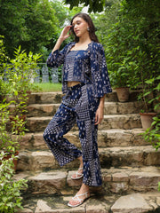 Set of 3 Printed Cotton Night Suit Set - SanskrutiHomes 