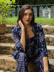 Set of 3 Printed Cotton Night Suit Set - SanskrutiHomes 