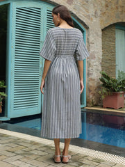 Blue Cotton Printed Night Dress - SanskrutiHomes 