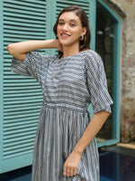 Blue Cotton Printed Night Dress - SanskrutiHomes 