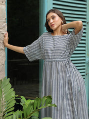Blue Cotton Printed Night Dress - SanskrutiHomes 