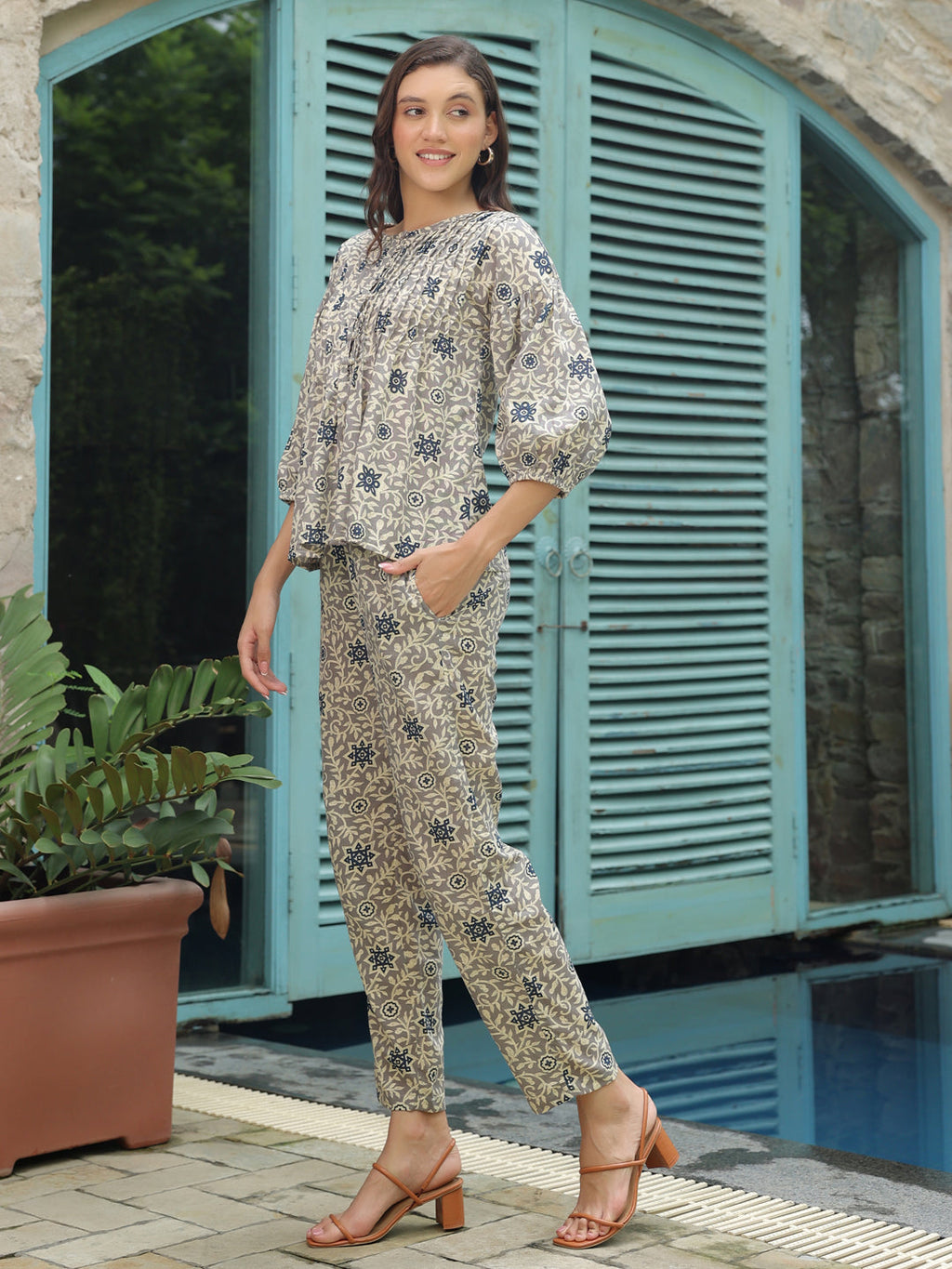 Floral Printed Cotton Co-ords Set - SanskrutiHomes 