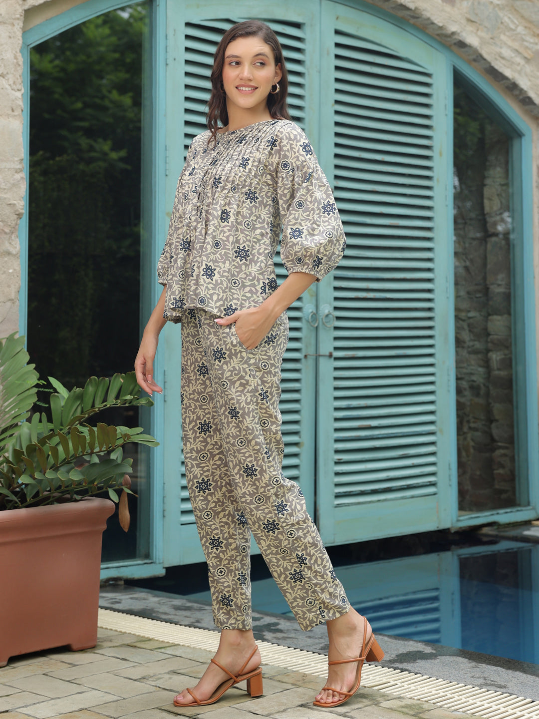 Floral Printed Cotton Co-ords Set - SanskrutiHomes 