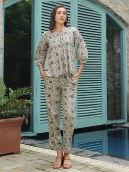 Floral Printed Cotton Co-ords Set - SanskrutiHomes 