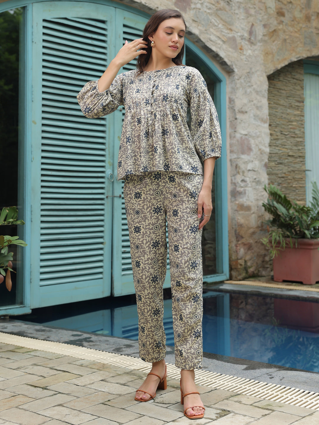 Floral Printed Cotton Co-ords Set - SanskrutiHomes 