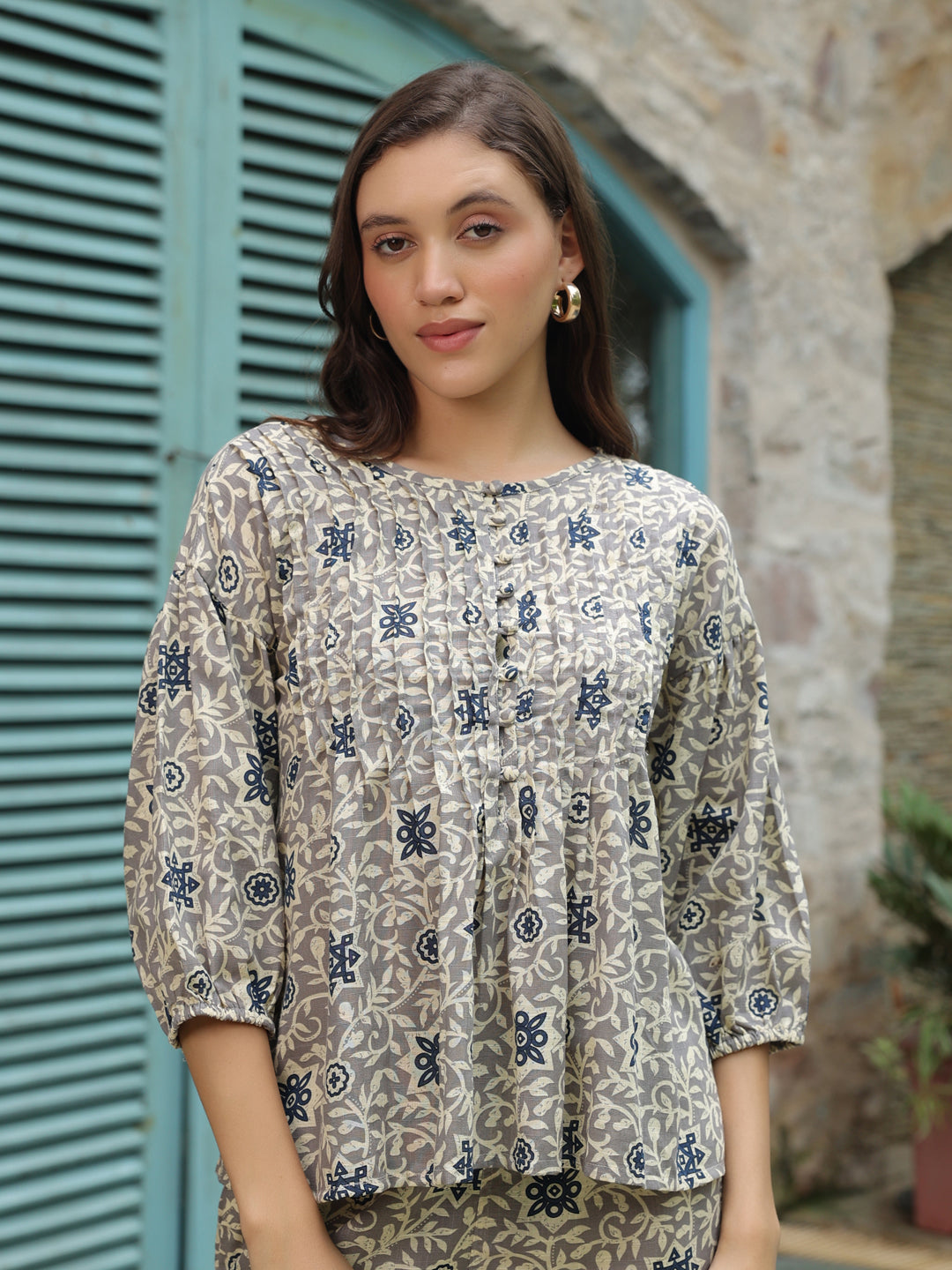 Floral Printed Cotton Co-ords Set - SanskrutiHomes 