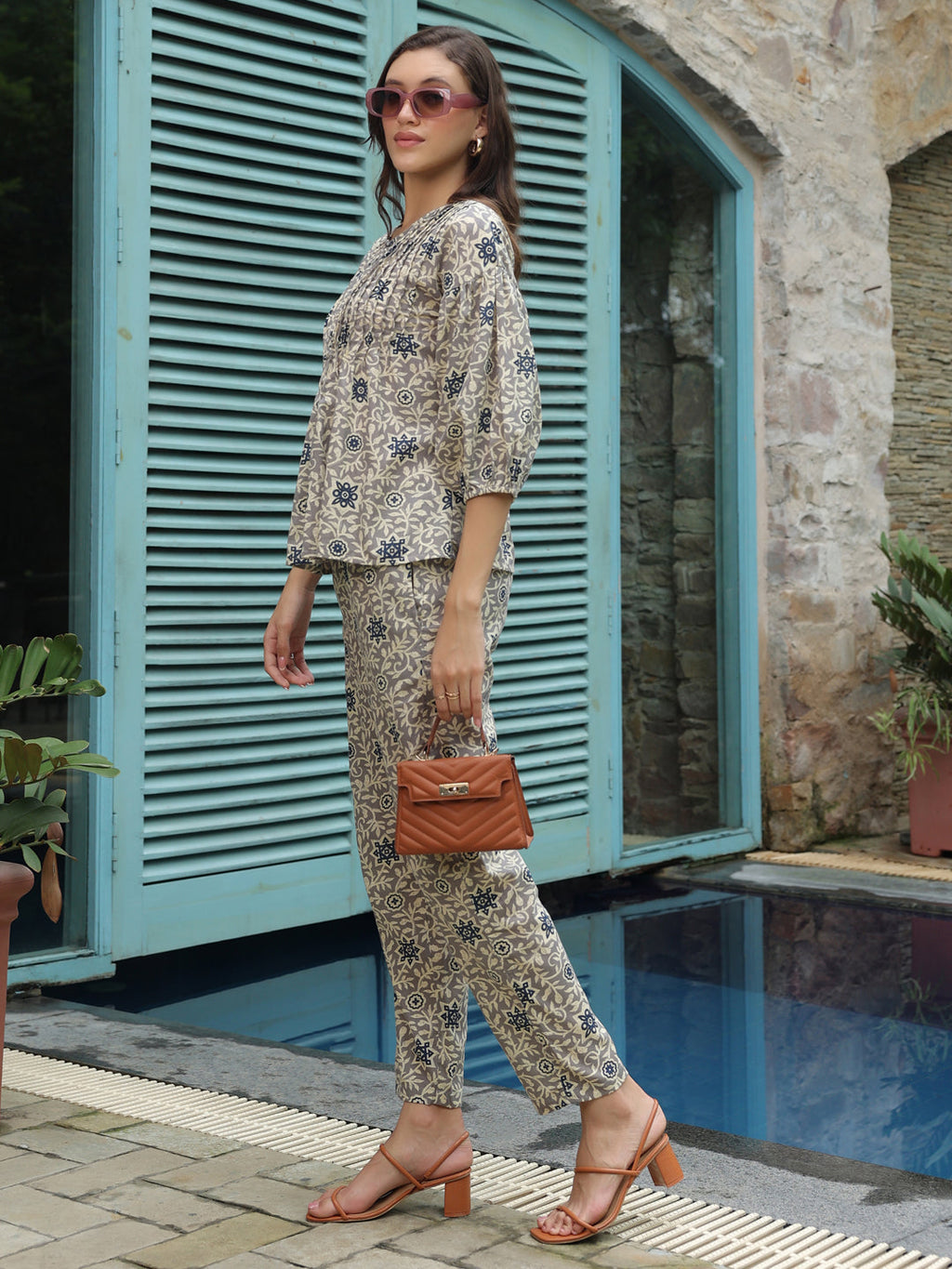 Floral Printed Cotton Co-ords Set - SanskrutiHomes 