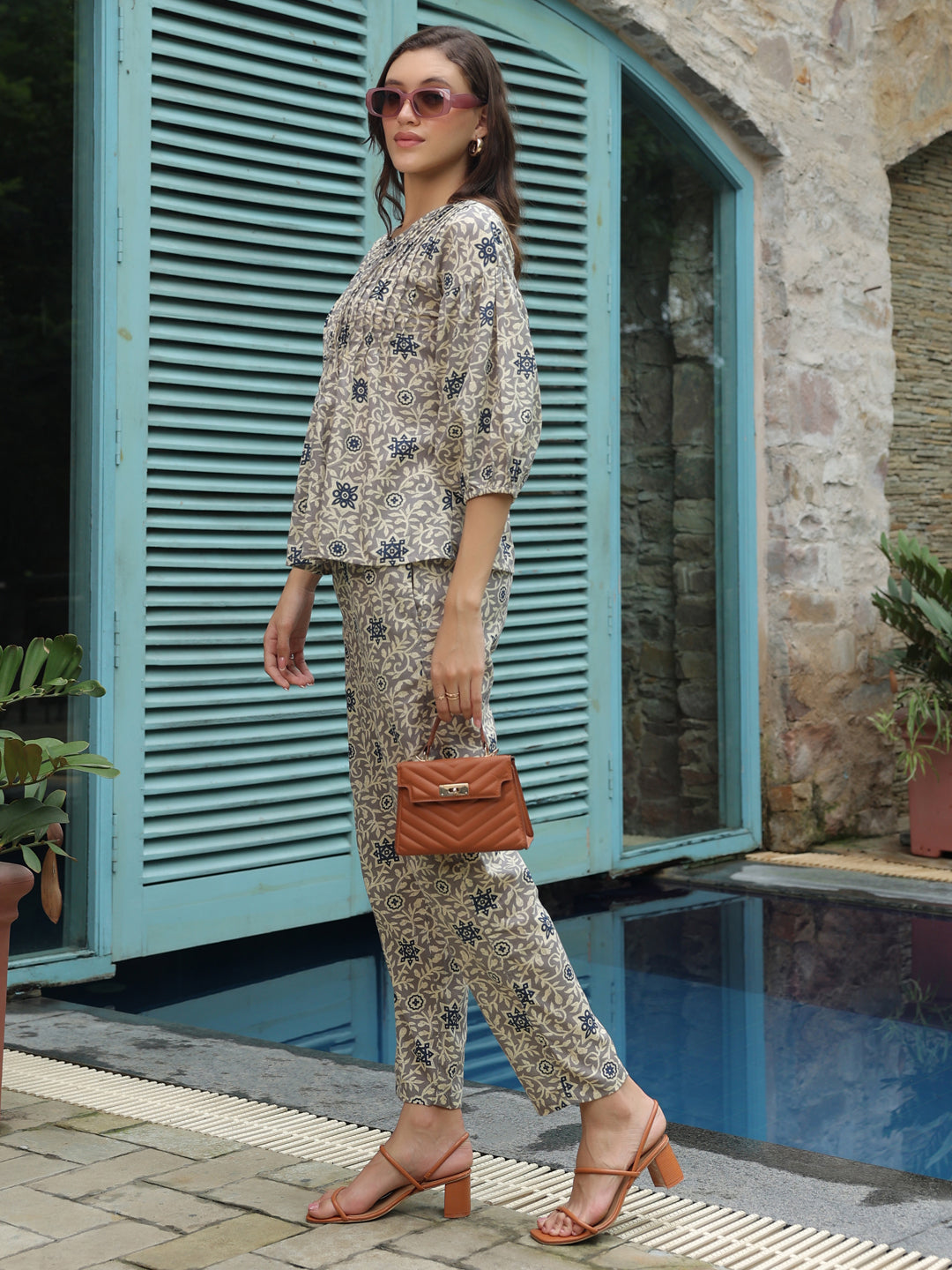 Floral Printed Cotton Co-ords Set - SanskrutiHomes 