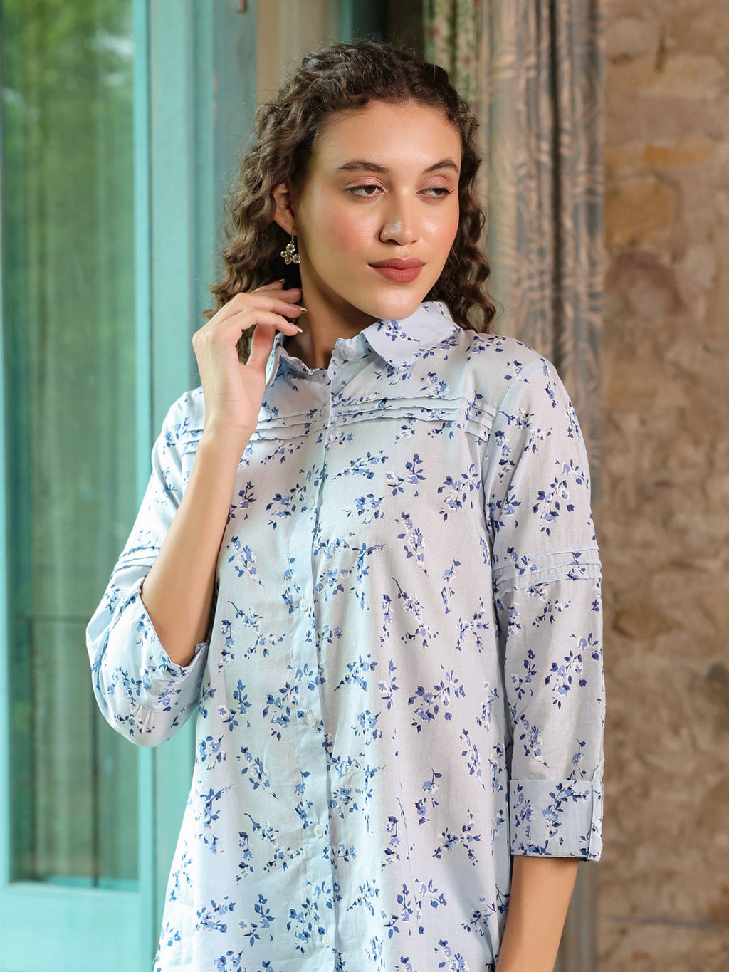 Floral Printed Cotton Night Suit Set - SanskrutiHomes 