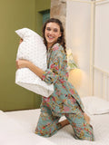 Green Flower Printed Night Suit - SanskrutiHomes 