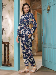 Blue Printed Cotton Co-ords Set - SanskrutiHomes 