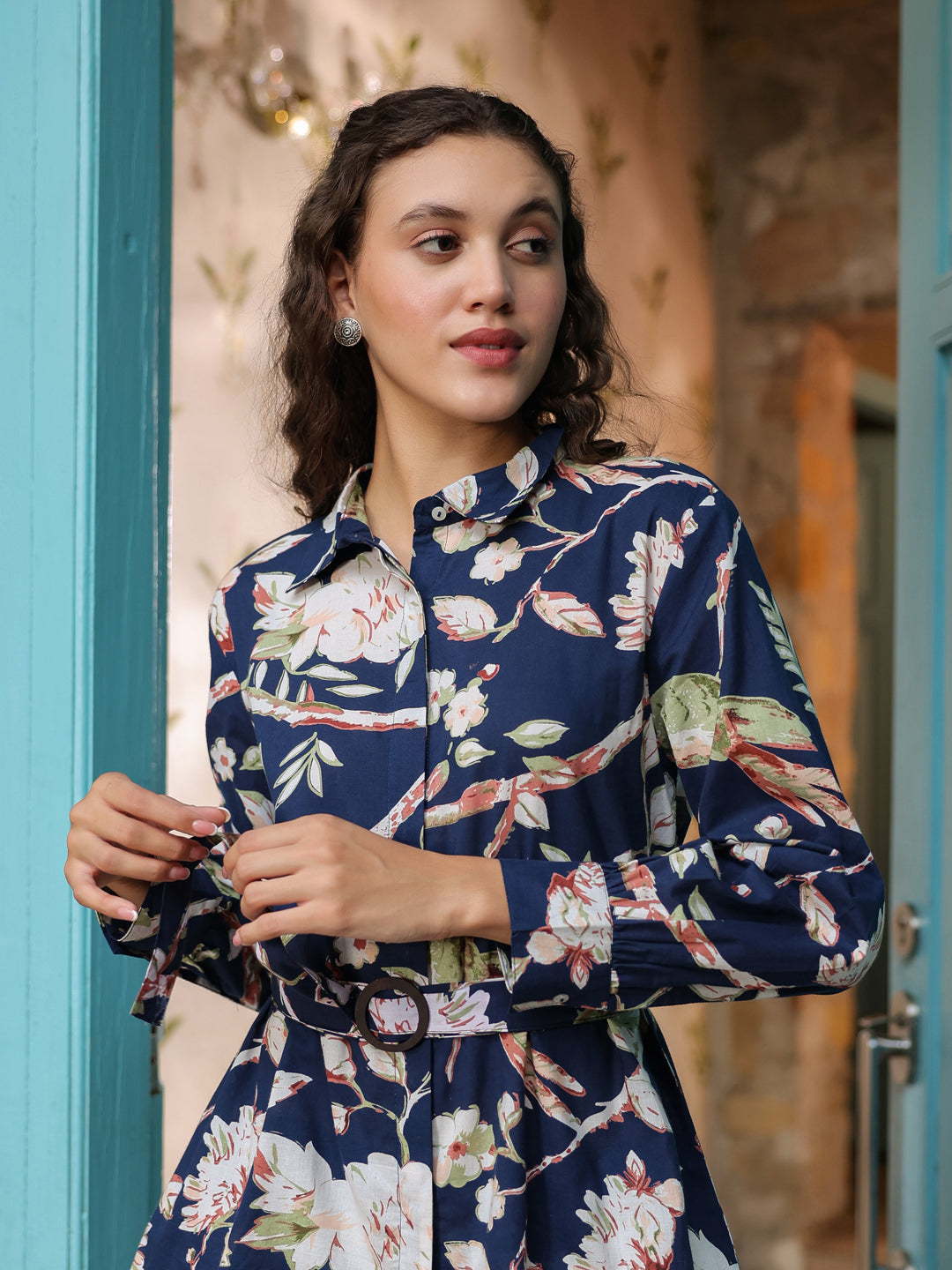 Blue Printed Cotton Co-ords Set - SanskrutiHomes 