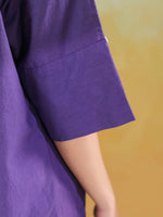 Purple Color Shirt Collar Pure Cotton Co-ords Set for Women - SanskrutiHomes 
