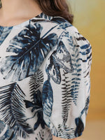 Grey Floral Printed Round Neck Dress for Women - SanskrutiHomes 