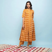 Rang Deep Women Set of Mustard Cotton Kurta with Palazzo - SanskrutiHomes 