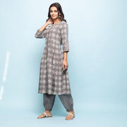 Rang Deep Women Set of Grey Cotton Kurta with Palazzo - SanskrutiHomes 