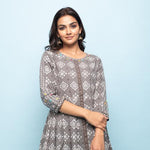Rang Deep Women Set of Grey Cotton Kurta with Palazzo - SanskrutiHomes 