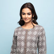 Rang Deep Women Set of Grey Cotton Kurta with Palazzo - SanskrutiHomes 