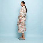 PINK FLORAL Cotton Hand printed kimono robe - SanskrutiHomes 