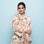 PINK FLORAL Cotton Hand printed kimono robe - SanskrutiHomes 