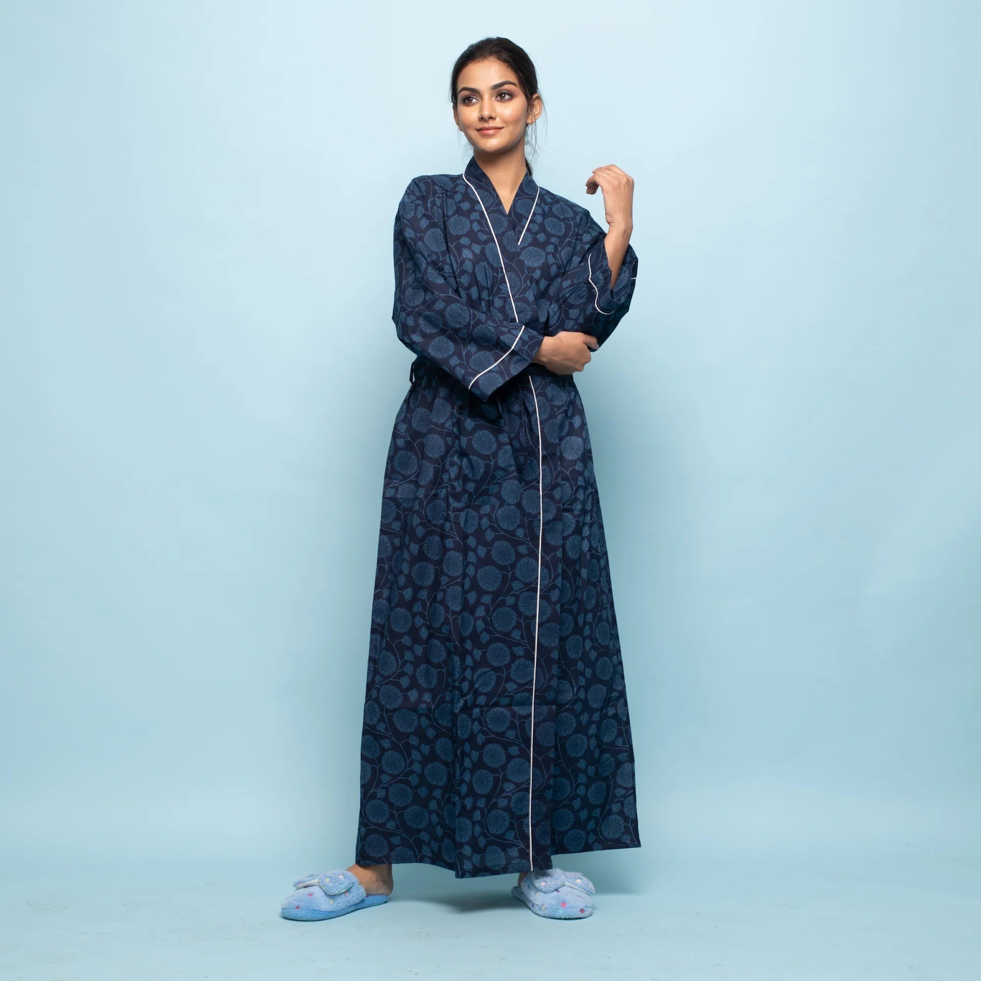 Indigo Cotton kimono robe - SanskrutiHomes 