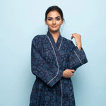 Indigo Cotton kimono robe - SanskrutiHomes 