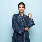 Indigo Cotton kimono robe - SanskrutiHomes 