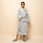 Set of 2 Cotton Hand printed kimono robe - SanskrutiHomes 