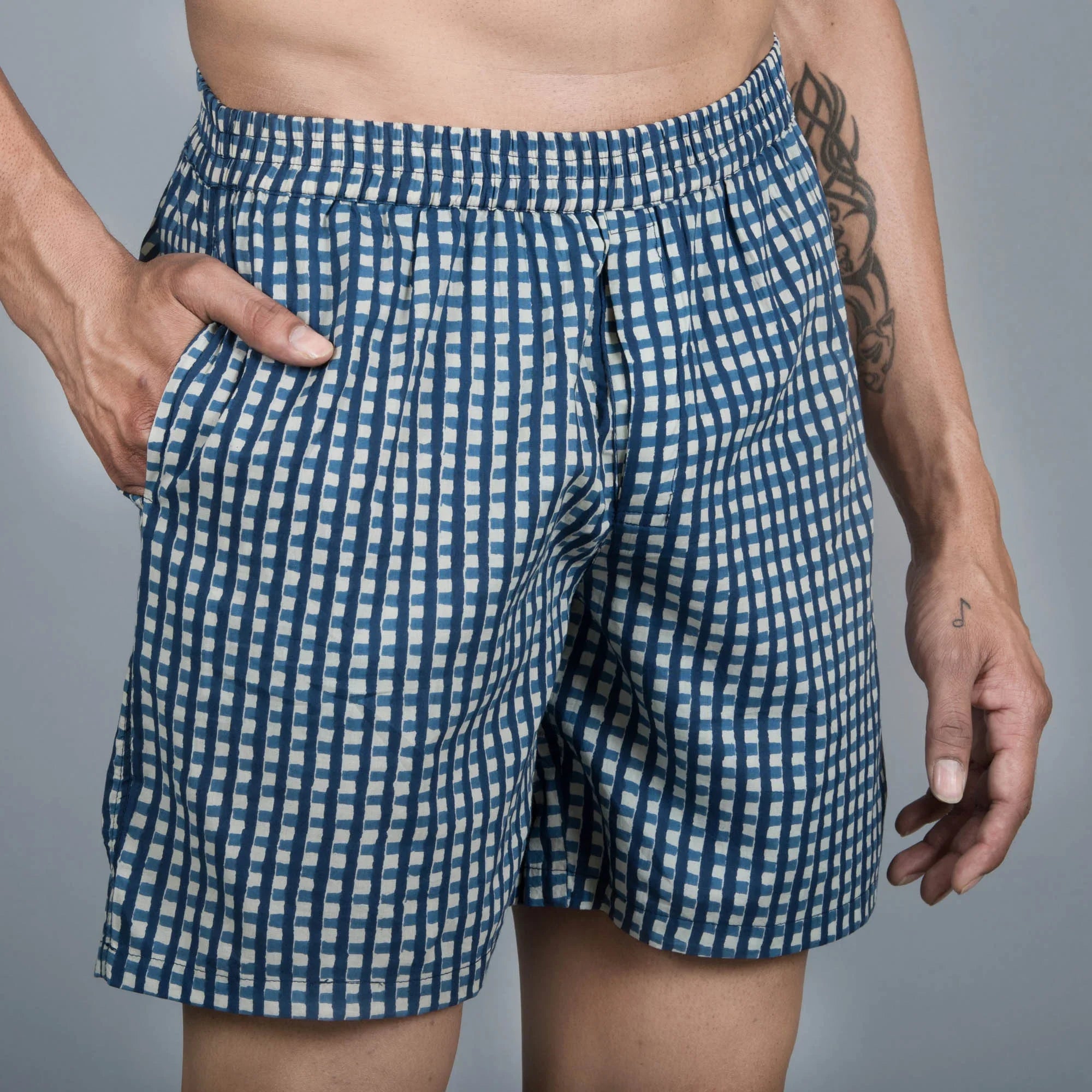 Sanskruti homes Blue Checks Men Boxer - SanskrutiHomes 