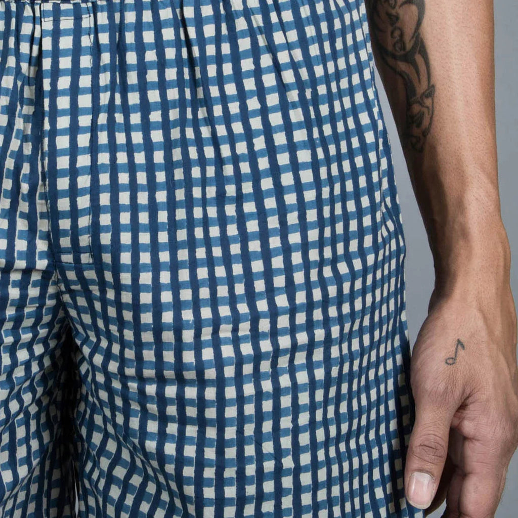 Sanskruti homes Blue Checks Men Boxer - SanskrutiHomes 