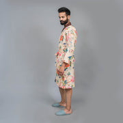 Men Multi-Color Pure Cotton Kimono Robe