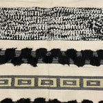 Hand-weaved Black Ruffle Cotton Rug with zari work - SanskrutiHomes 