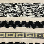 Hand-weaved Black Ruffle Cotton Rug with zari work - SanskrutiHomes 