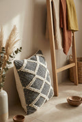 Black & White Embroidered Cotton Squared Cushion Cover