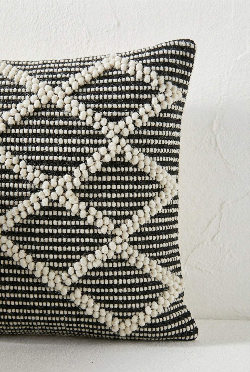 Black & White Embroidered Cotton Squared Cushion Cover