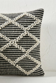Black & White Embroidered Cotton Squared Cushion Cover