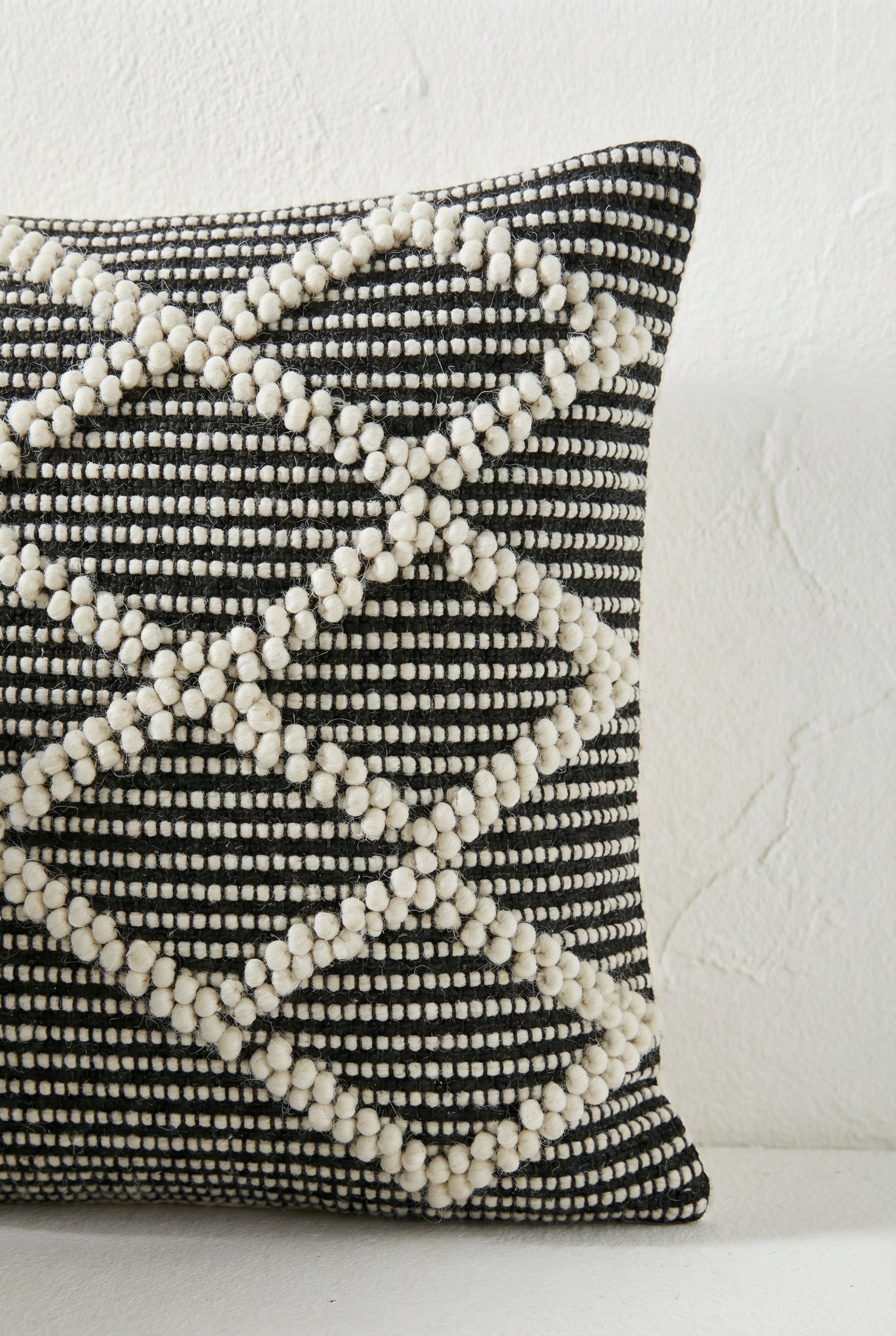 Black & White Embroidered Cotton Squared Cushion Cover