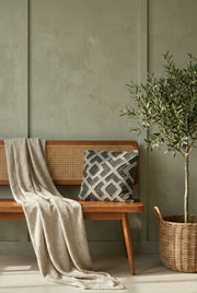 Grey Geometric Cotton Cushion Cover with Textured Weave