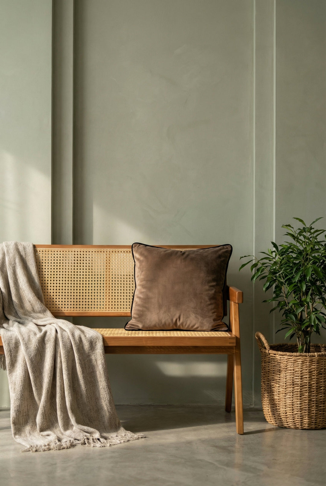 Brown Solid Velvet Squared Cushion Covers