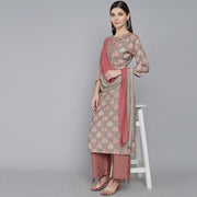 GREY MUSLIN WOMEN'S KURTA PAJAMA DUPATTA SET muslin kurta Rangdeep-Fashions 