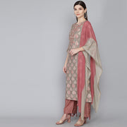GREY MUSLIN WOMEN'S KURTA PAJAMA DUPATTA SET muslin kurta Rangdeep-Fashions 