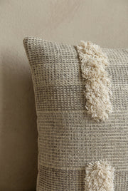 Cream Cotton Self Design Squared Cushion Covers