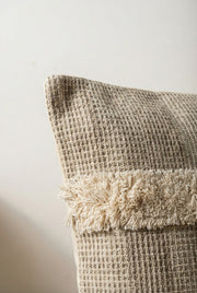 Cream Cotton Self Design Squared Cushion Covers