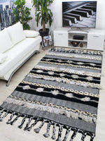 Hand-weaved 100% Cotton Grey Shade Rug - SanskrutiHomes 