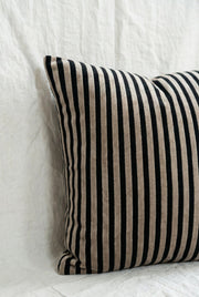 Black Striped Squared Cotton Cushion Cover With Soft Luxe Finish