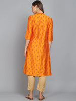 Rangdeep Golden Knee length Viscose Straight Kurta - SanskrutiHomes 