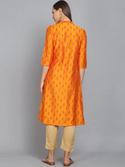 Rangdeep Golden Knee length Viscose Straight Kurta - SanskrutiHomes 