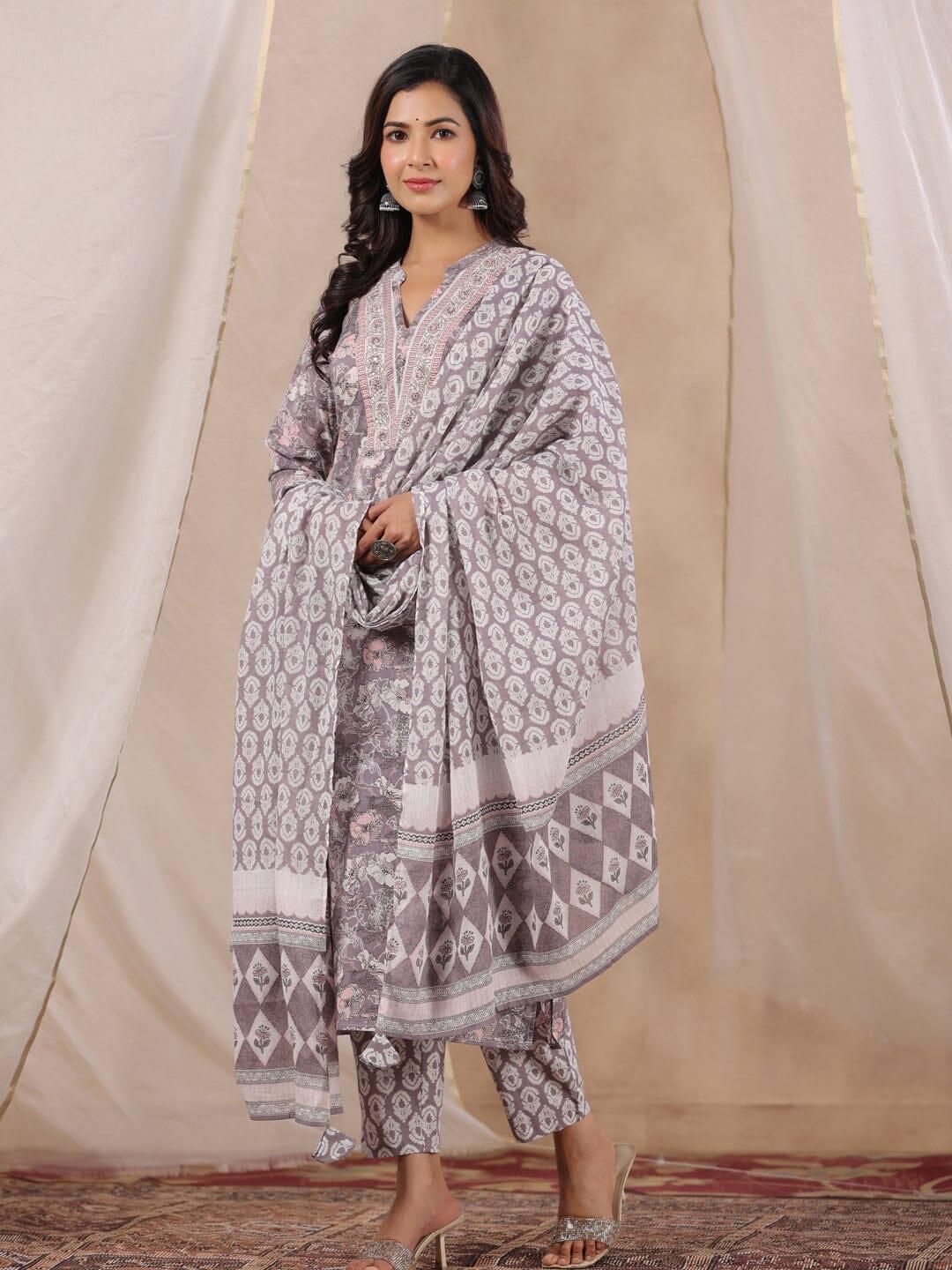 RangDeep Women Pink Floral Print Kurta Set - SanskrutiHomes 